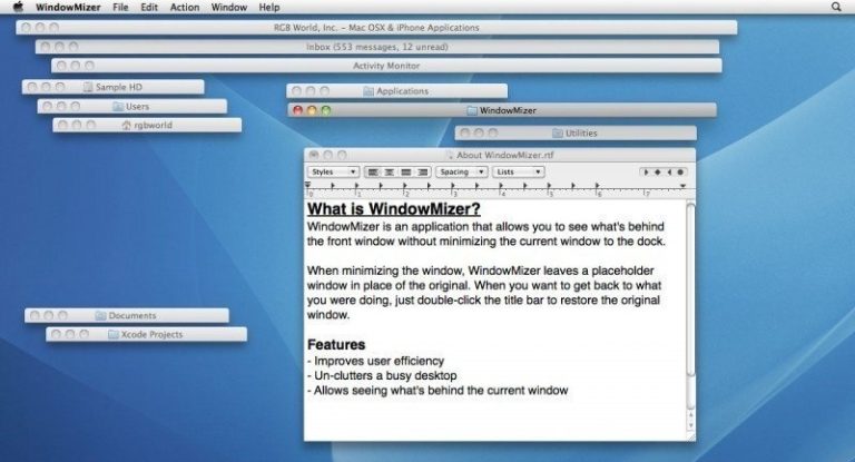 macOS – WindowMizer 5.0.1 – Enrolla tus ventanas